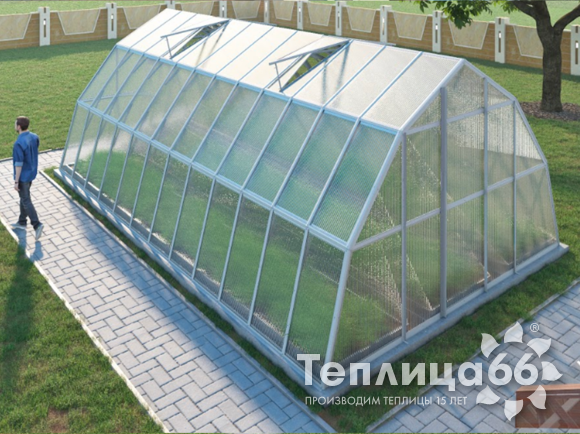 Теплица Рада Иткуль из поликарбоната, 4,5х8 метров, белая